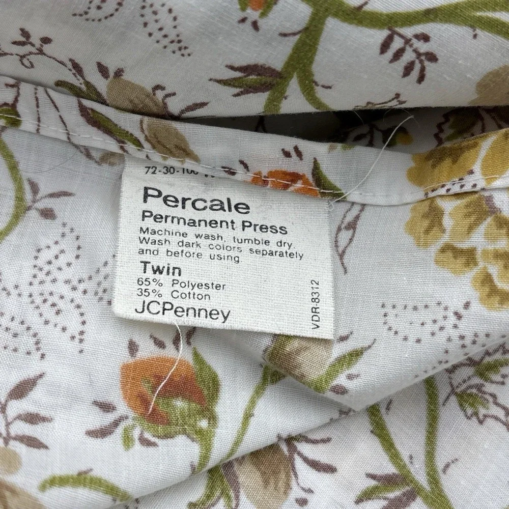 VTG JC Penny Juliet Orange Autumn Gold Floral Twin sheet Set w/pillow Case